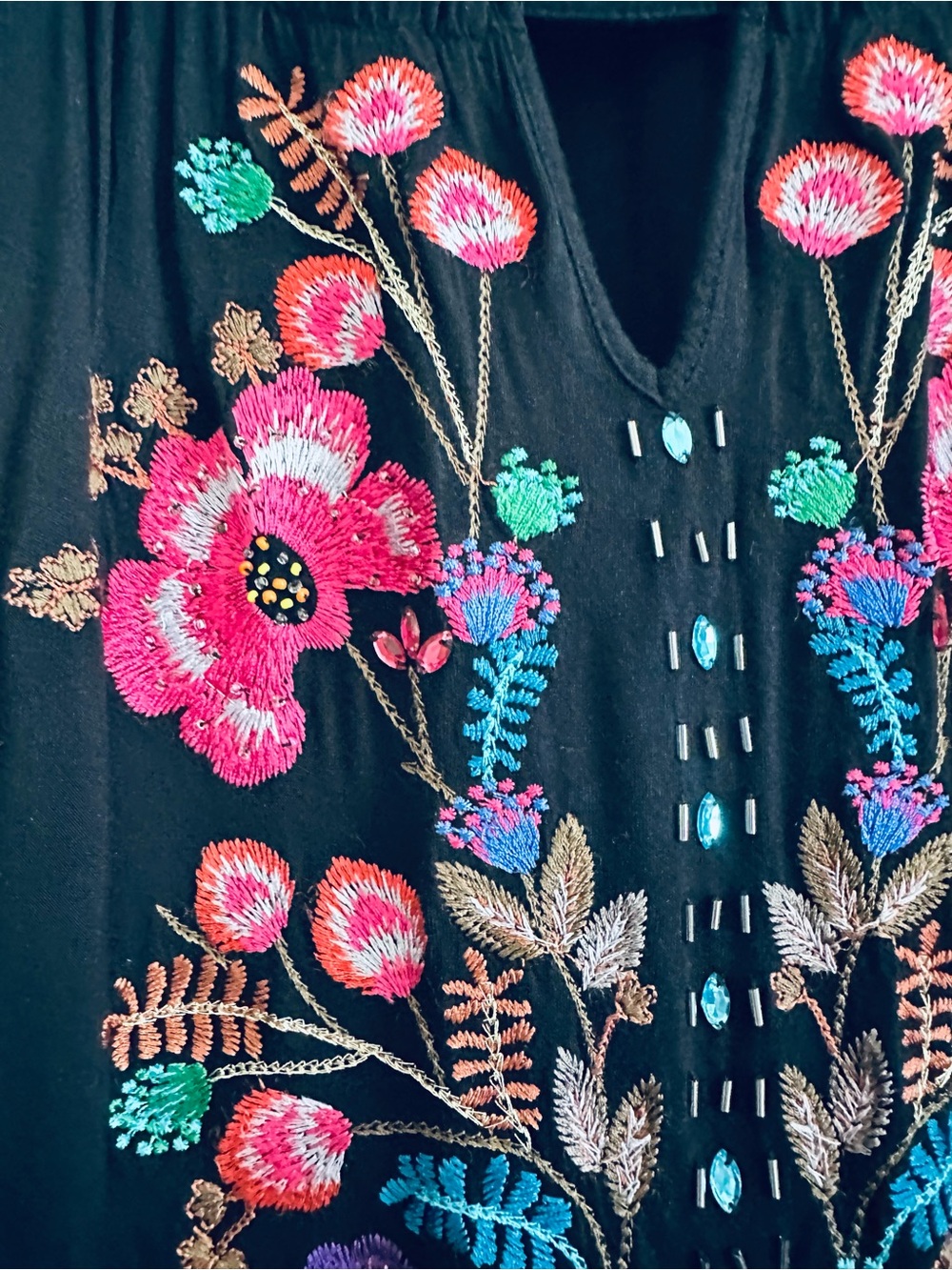INC Floral Embroidered 2X  Black Tank Top - Picture 2 of 5